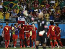Romelu Lukaku and Belgium celebrate his goal against the USA