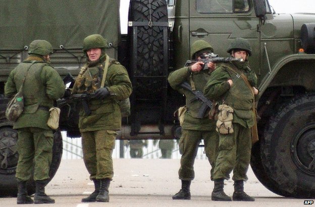 Unidentified gunmen near Sevastopol's airport, Crimea, 28 February