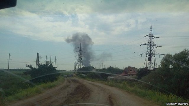 Scene of helicopter crash near Sloviansk