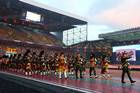The Pipes and Drums of The Scottish Regiments perform during the Opening Ceremony for the Glasgow 2014 Commonwealth Games at Celtic Park on July 23, 2014 in Glasgow, Scotland.