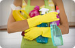 woman with cleaning products