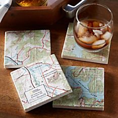 Personalized'my Town' Topo! Map Coasters - Set of 4