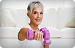 Mature woman exercise at home