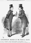 New Prime Minister William Gladstone and outgoing Prime Minister Benjamin Disraeli, cartoon from 
[Credit: Heritage-Images]