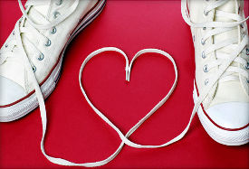 sneaker shoelaces forming heart shape