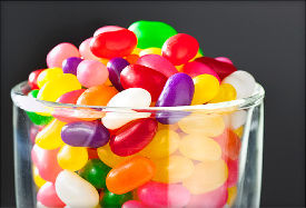 jellybeans in a glass