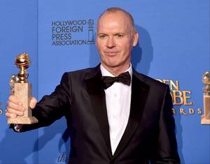 Actor Michael Keaton, winner of Best Actor in a Motion Picture - Musical or Comedy for 'Birdman'