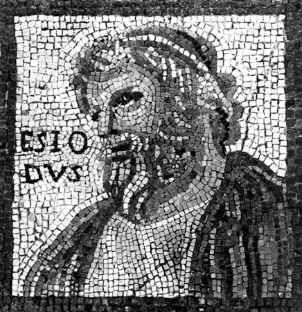 Hesiod: mosaic by Monnus