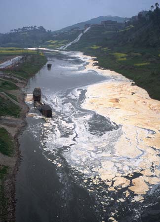 Sichuan: polluted river