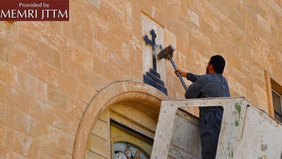 These photos culled by the Middle East Media Research Institute, were posted online by ISIS and show the destruction of sacred Christian sites in Nineveh, Iraq.

Chilling images show ISIS men destroying various Christian symbols as part of efforts to eradicate Christianity from Iraq. Many of these religious symbols have been in place for thousands of years.