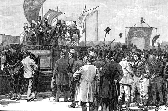 Chartism: Chartist demonstration, Kennington Common, 1848,” painting by Wilson, 1900