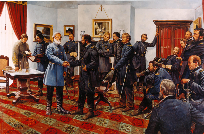 Painting of the surrender at Appomattox Court House