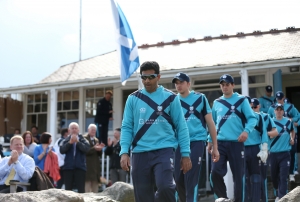 Scotland's cricket team before a 2014 match against England. Photo: Ian MacNicol/AFP/Getty Images