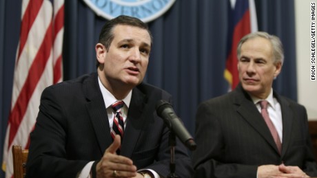 Senator and 2016 presidential hopeful Ted Cruz (left) with Texas Gov. Abbott addressed the Texas Federal Ruling Delaying Obama&#39;s executive action on immigration on February 18th, 2015. Months later, on June 6th, 2015, the 2016 candidate would hold a fundraiser along the U.S. - Mexico border in McAllen, Texas. 