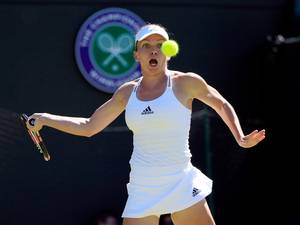 30 June 2015: Simona Halep in action against Jana Cepelova in the First round women's singles on day two of the Wimbledon Championships at the All England Lawn Tennis and Croquet Club, Wimbledon