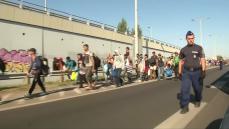 Migrants march en masse along Hungary highway to Austria