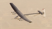 The Solar Impulse  plane is undertaking a historic solar-powered journey around the globe.

The lightweight plane, a larger version of a single-seat prototype that first flew five years ago, is made of carbon fiber and has , solar cells built into the wing that supply the plane with renewable energy, via four motors. The solar cells recharge four lithium polymer batteries, which provide power for night flying.



