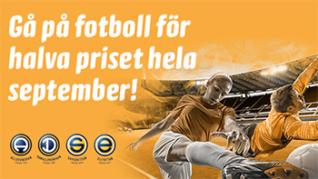 G p matcher i allsvenskan, damallsvenskan och superettan fr halva priset om du har spelkort hos Svenska Spel.