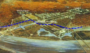 The original Potomac River shoreline is marked in blue.