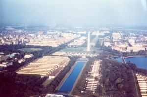 1960s Mall with temporary buildings lining Reflecting Pool