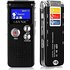 ESYNiC Rechargeable 8GB Steel Digital Voice Sound Phone Recorder Dictaphone MP3 Player Audio Record Black Color with Built-in Lithium Battery