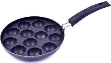 Tosaa Non-Stick 12 Cavity Appam Patra with Handle, 21cm