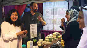 Asma Khan of Chicago at the booth for her business, Soap Ethics.