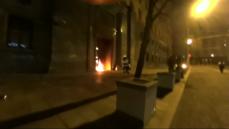 Artist burns entrance of former KGB headquarters