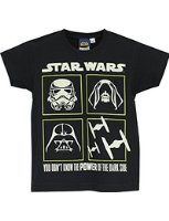 Star Wars Boys Star Wars Glow In The Dark Short Sleeve T-shirt Ages 3 to 12 Years