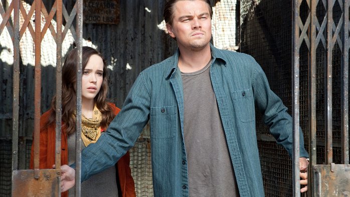 Still of Leonardo DiCaprio and Ellen Page in Inception (2010)
