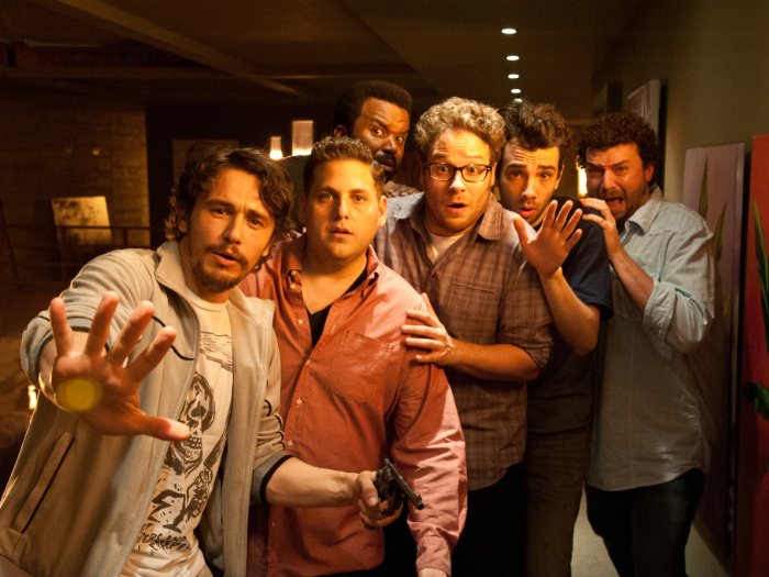 Still of Jay Baruchel, James Franco, Craig Robinson, Seth Rogen, Danny McBride and Jonah Hill in This Is the End (2013)