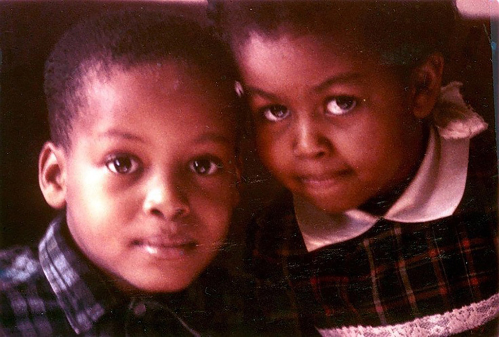 Michelle Obama as a child with her brother Craig Robinson. Credit: Obama campaign photo 
