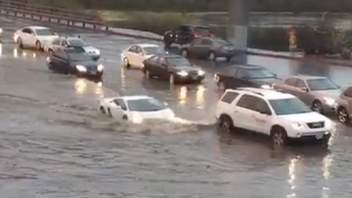 The Lamborghini Gallardo caught on camera in a flooded San Diego