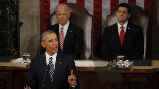 U.S. President Barack Obama delivers his State of the Union address to a joint session of Congress in Washington