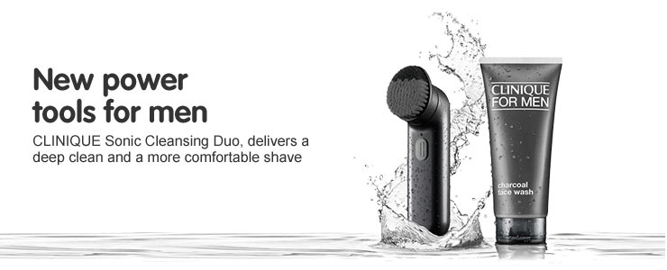 Clinique Sonic Cleansing Duo. Delivers a deep clean and a more comfortable shave.