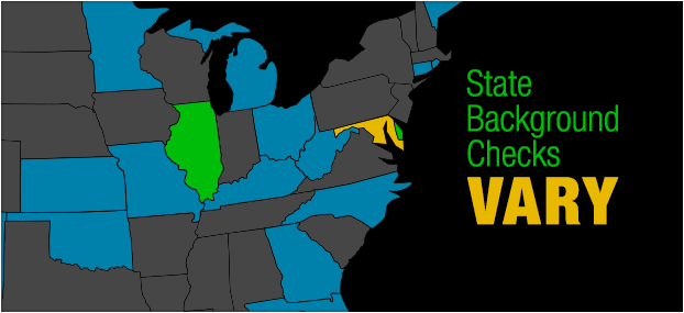 A map showing different states' background check programs