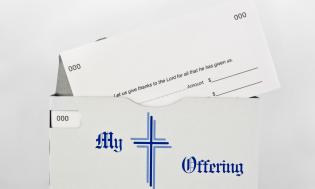 church offering envelopes - one partially out