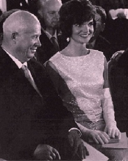 he American First Lady Jacqueline Kennedy with the Soviet Union Premier Nikita Khruschev in April of 1961, Vienna, Austria. (original photographer unknown)