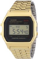 Casio A159WGEA-1EF Men's Digital Watch with Gold Tone Stainless Steel Bracelet