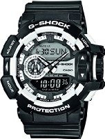 G-Shock GA-400-1AER Men's Quartz Watch with White Dial - Digital Display and Black Resin Strap