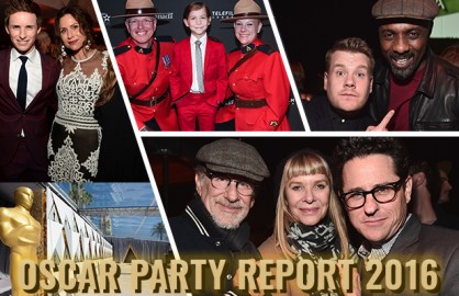 Eddie Redmayne, Minnie Driver, Idris Elba, and power directors Steven Spielberg and J.J. Abrams top the pre-Oscar party circuit. (Getty Images)