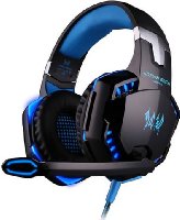 Gaming Headset, GranVela&reg; G2000 Over-ear Gaming Headphone Headset with Microphone 3.5mm Stereo Bass LED Light Noise Canelling & Volume Control for PC Game (Black & Blue)