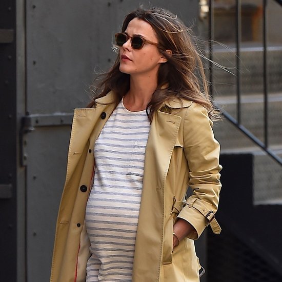 Keri Russell Pregnant Wearing Striped Dress in NYC Pictures