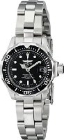 Invicta Pro Diver Women's Quartz Watch with Black Dial  Analogue display on Silver Stainless Steel Bracelet 8939