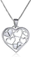Sterling Silver "I Heart Mom" Many Hearts Pendant Necklace, 18"