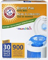 Munchkin 30-Pack Arm and Hammer Diaper Pail Bag Refills, Blue