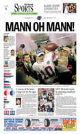 "Mann Oh Mann" NY Giants 2008 Super Bowl Victory Sports Front Page Reprint