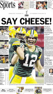 "Say Cheese!" 2011 Super Bowl Victory Sports Front Page Reprint