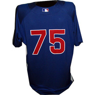 #75 2010 cubs Used Spring Training Blue Batting Practice Jersey