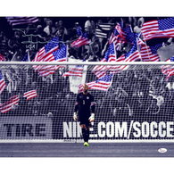 Tim Howard Signed in Goal with American Flags in the Crowd 16x20 Photo w/ USA Insc. ()